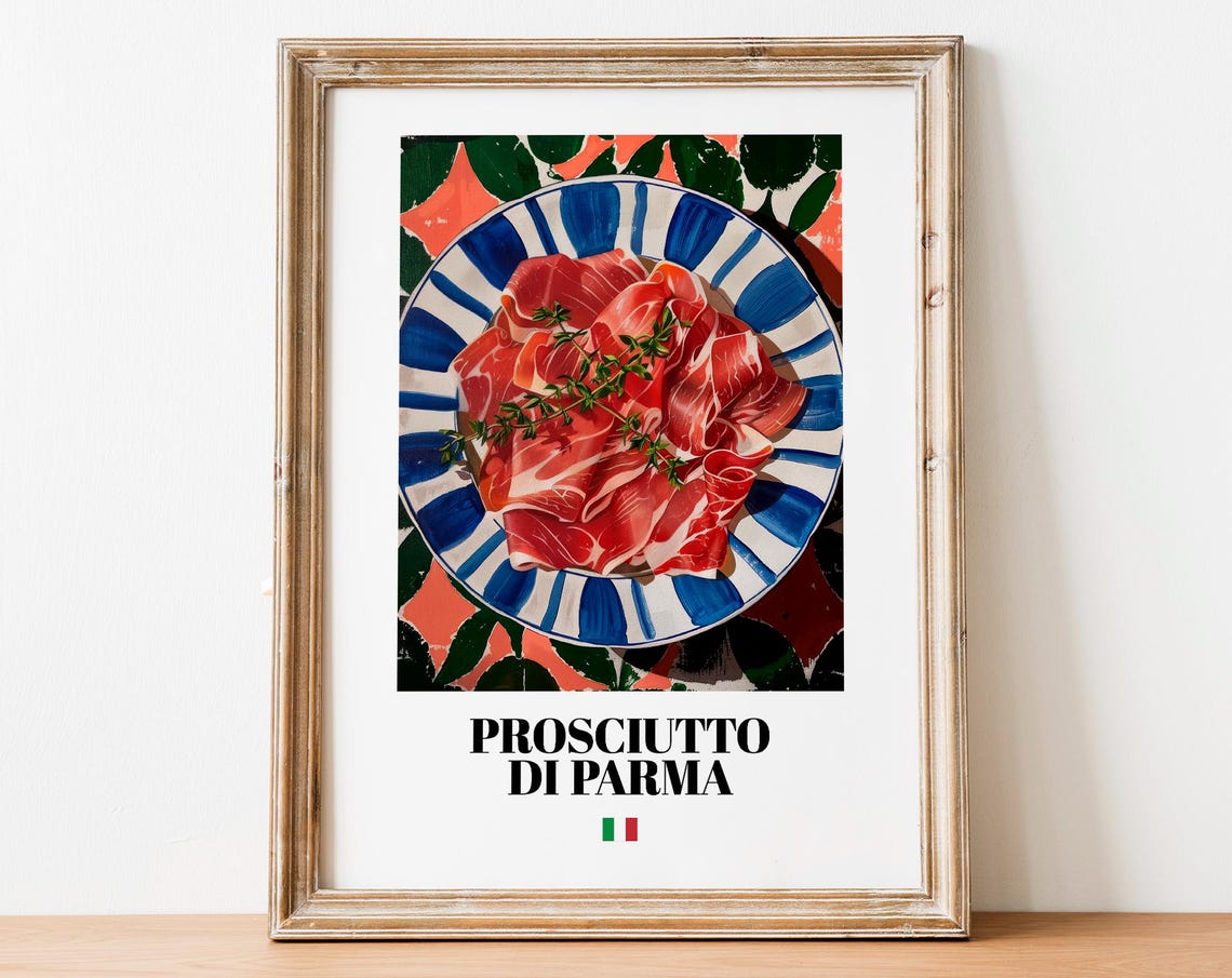 Prosciutto Di Parma Italian Cured Ham Colorful Kitchen Food Wall Art