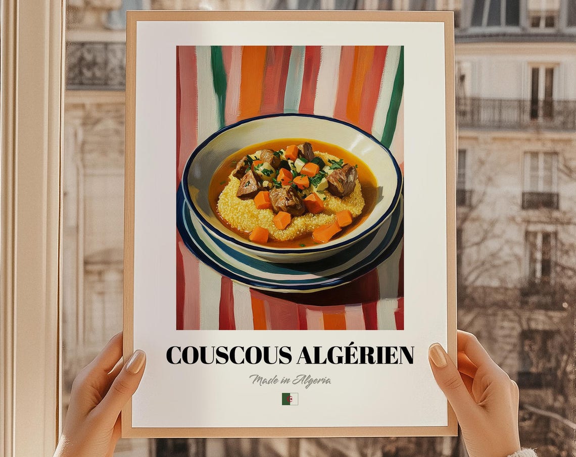Couscous Algerien Algerian Meat Vegetable Stew Kitchen Art Poster