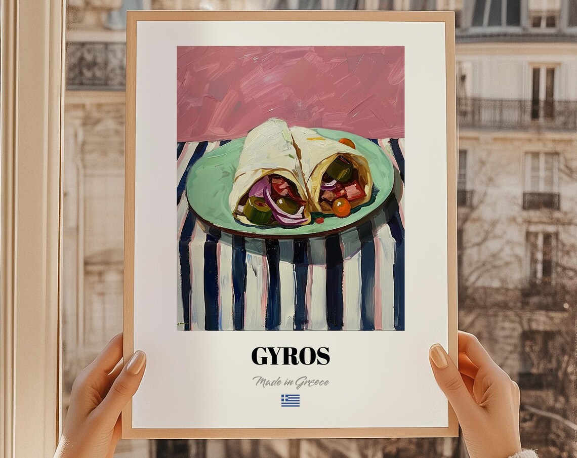 Gyros Made in Greece Mediterranean Street Food Painting Poster