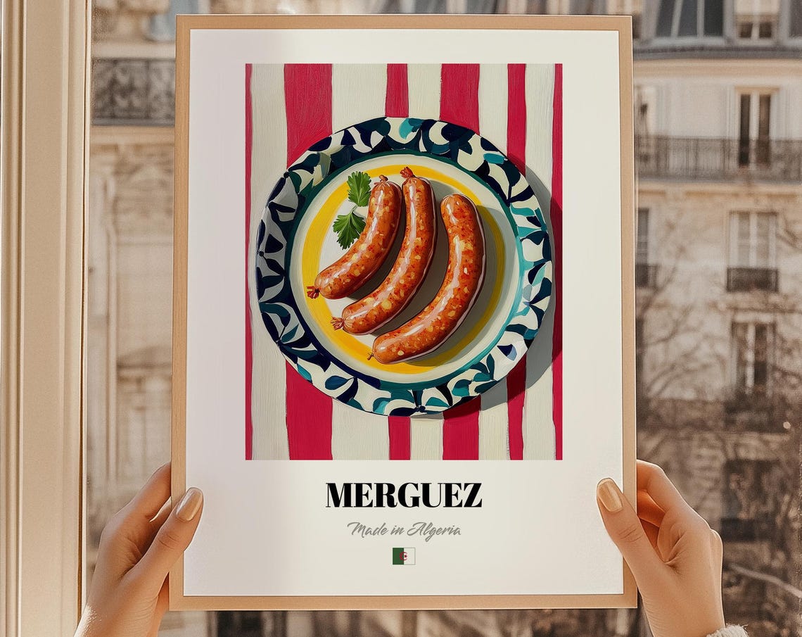 Merguez Algerian Sausage Food Illustration Kitchen Wall Decor Poster