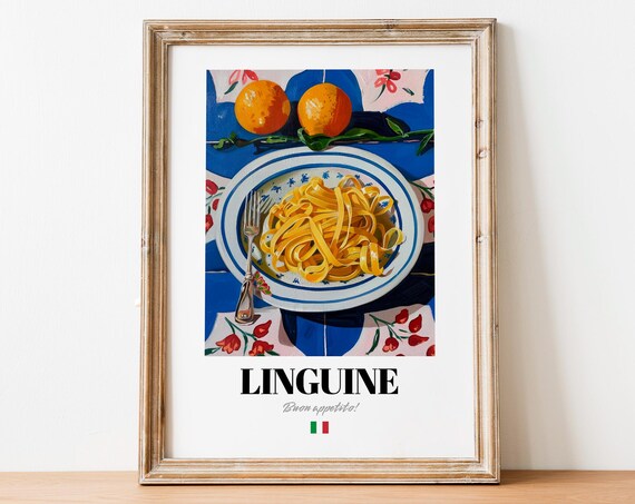 Linguine Buon Appetito Italian Pasta Colorful Kitchen Food Wall Art