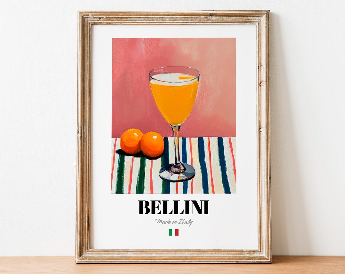 Handdrawn Bellini Poster, Boho Kitchen Art