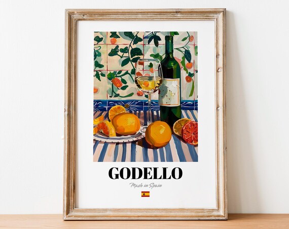 Godello White Wine Still Life With Citrus Fruits Painting Poster