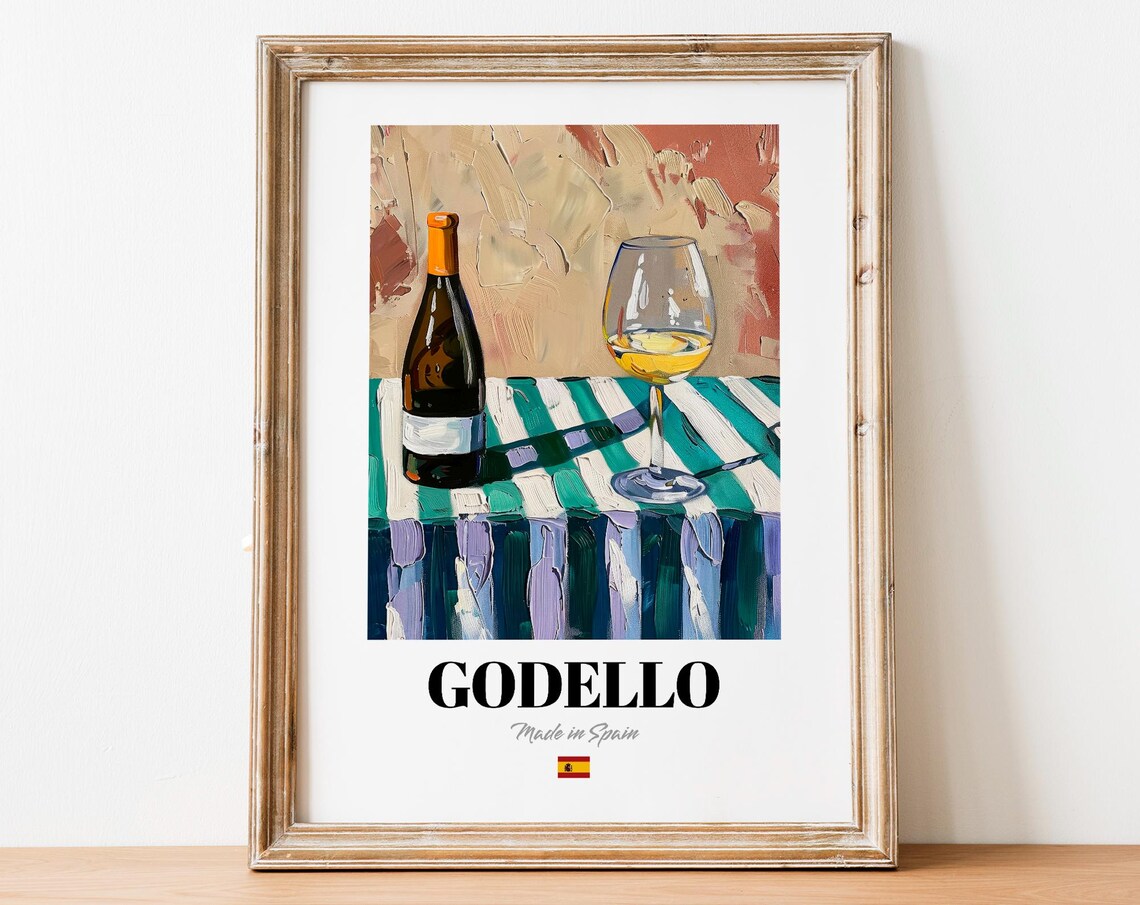 Spanish Godello Art Print Poster White Wine Artwork For Bars And Restaurants
