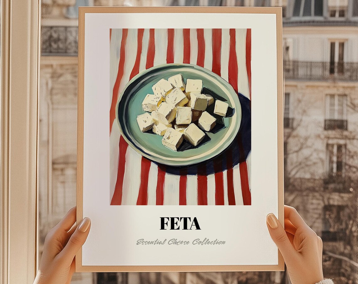Feta Cheese Poster, Kitchen Pantry Wall Art Print
