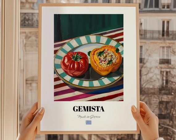 Gemista Greek Food Print Mothers Day Brunch Wall Art 40th Birthday Gift Kitchen