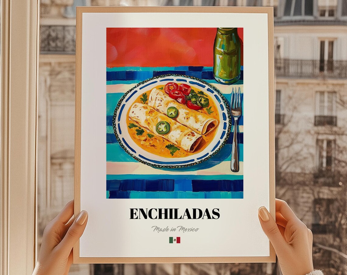 Enchiladas Wall Art Mexican Cafe Food Painting Cuisine Poster