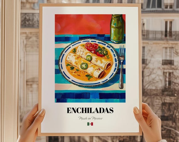 Enchiladas Wall Art Mexican Cafe Food Painting Cuisine Poster