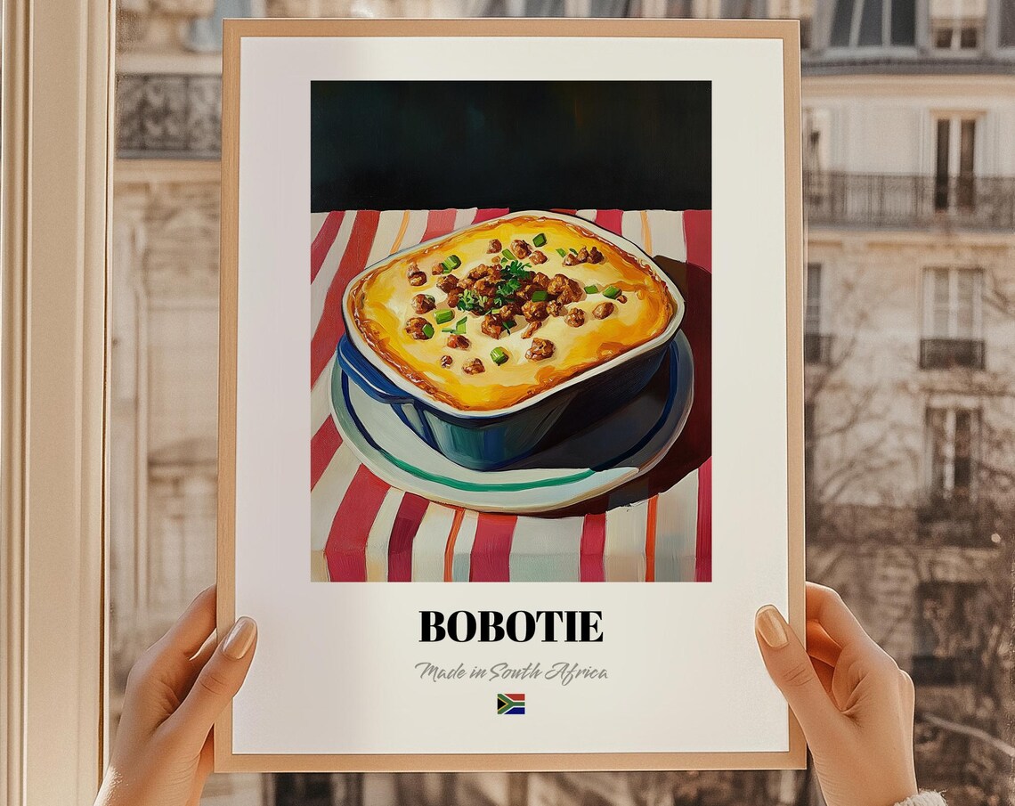 Bobotie Made in South Africa Baked Casserole Food Art Poster