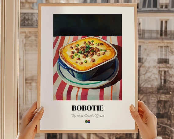 Bobotie Made in South Africa Baked Casserole Food Art Poster
