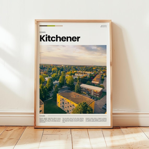 Kitchener Ontario Canada Sunset City Neighborhood Aerial Photo Poster