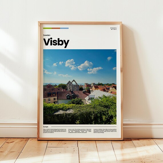 Visby Sweden Medieval Rooftops Baltic Sea Photo Travel Poster