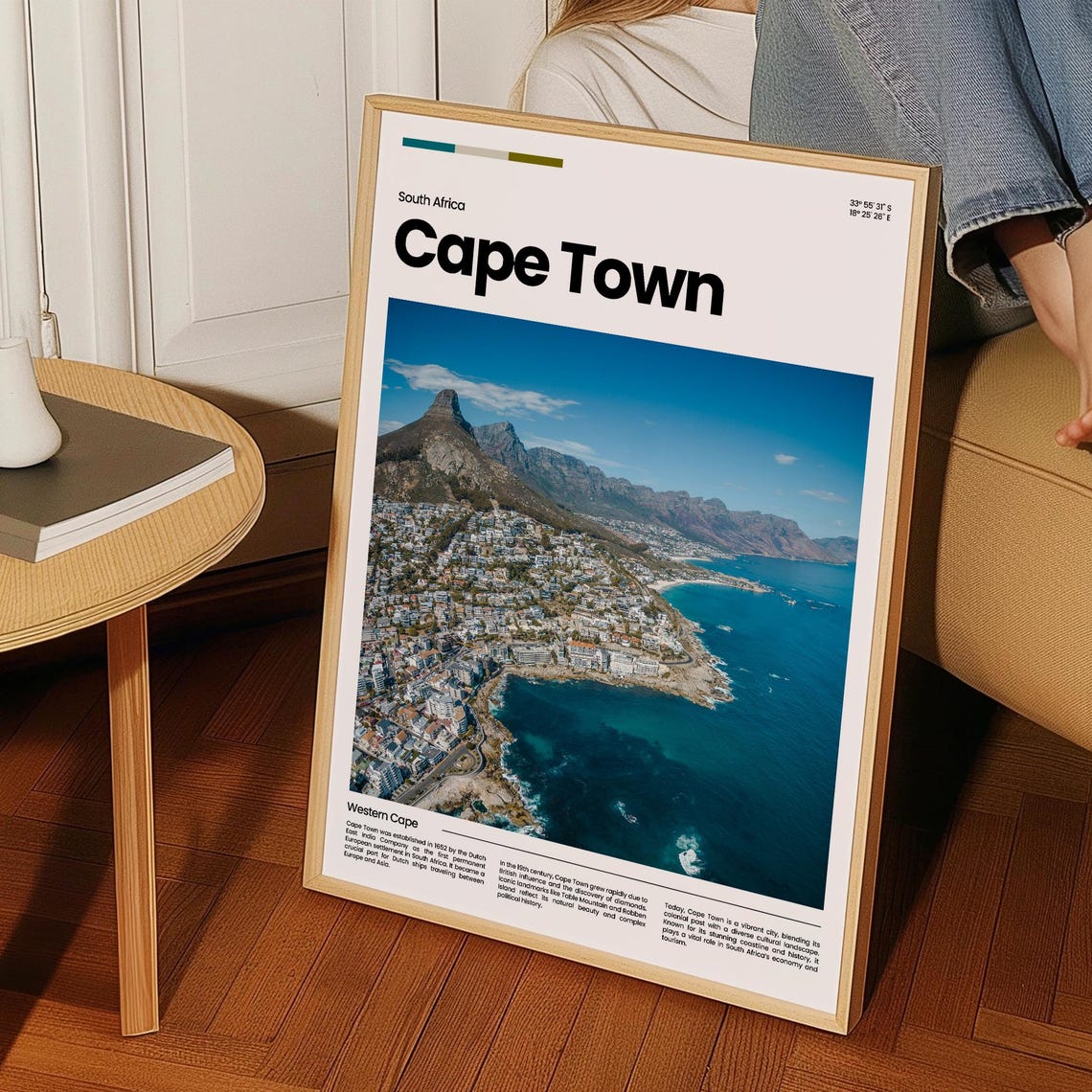 Cape Town South Africa Table Mountain Coastline Travel Poster - Image 3