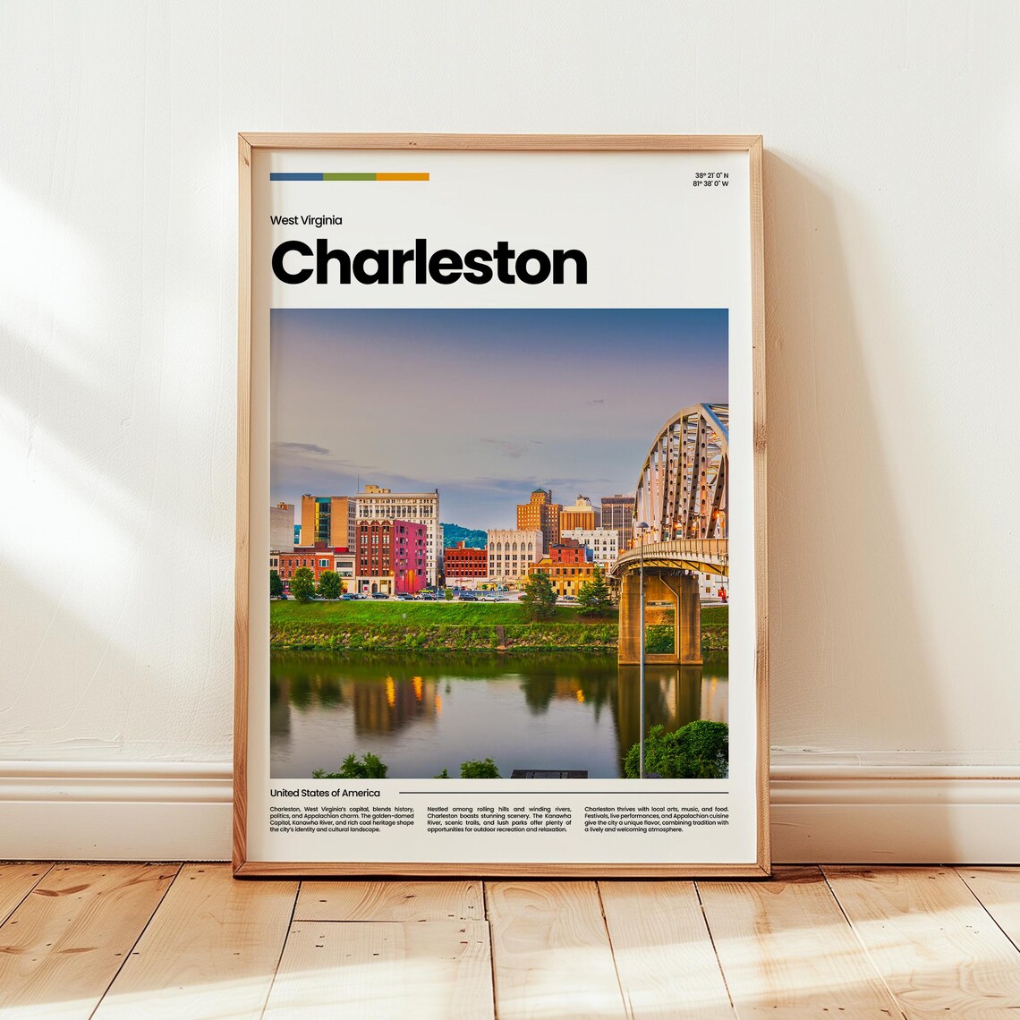Charleston Poster Print Photo Wall Art West Virginia Travel Gift