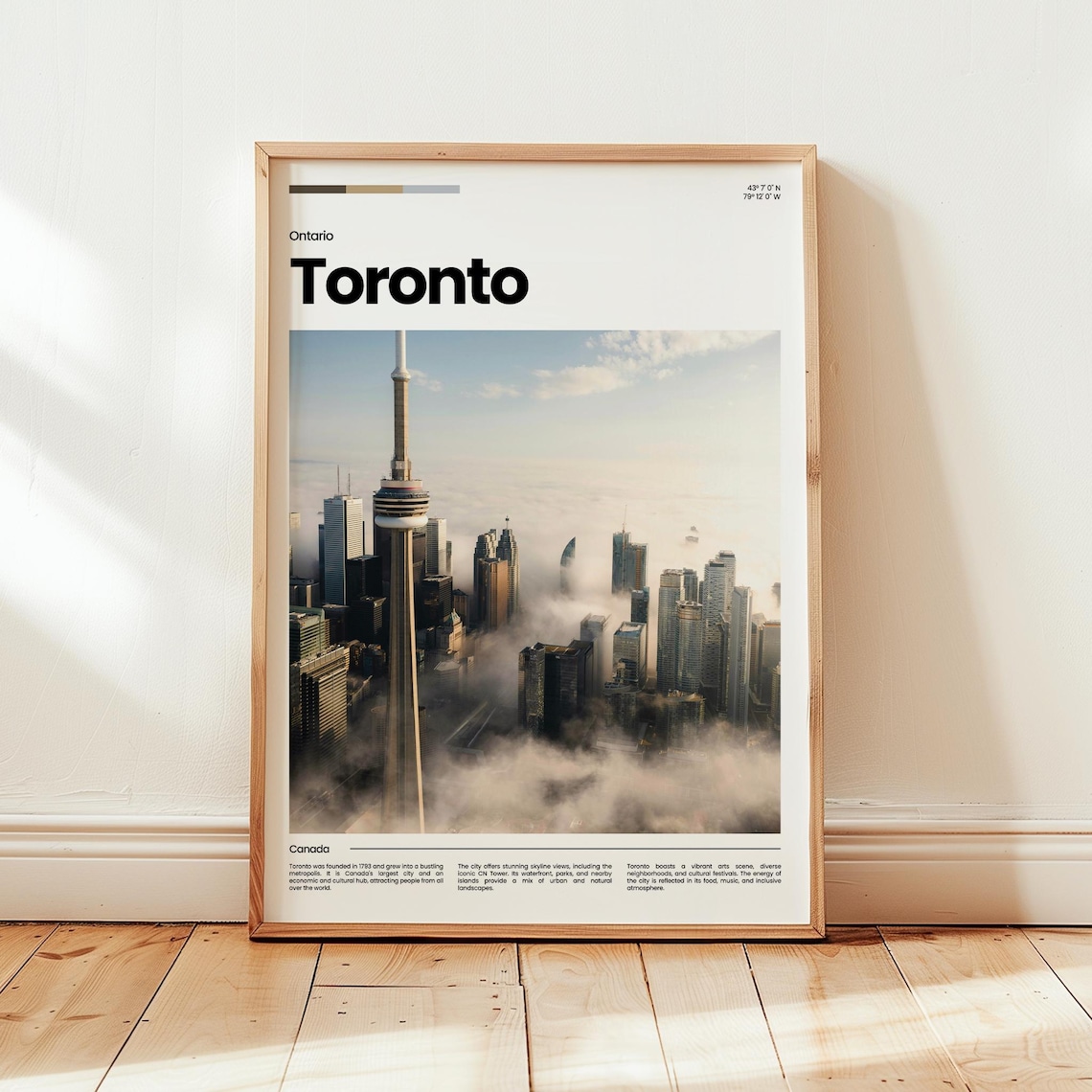 Toronto Ontario CN Tower Foggy Skyline Canada City Travel Poster
