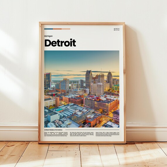 Detroit Poster Print Photo Wall Art Michigan Travel Gift