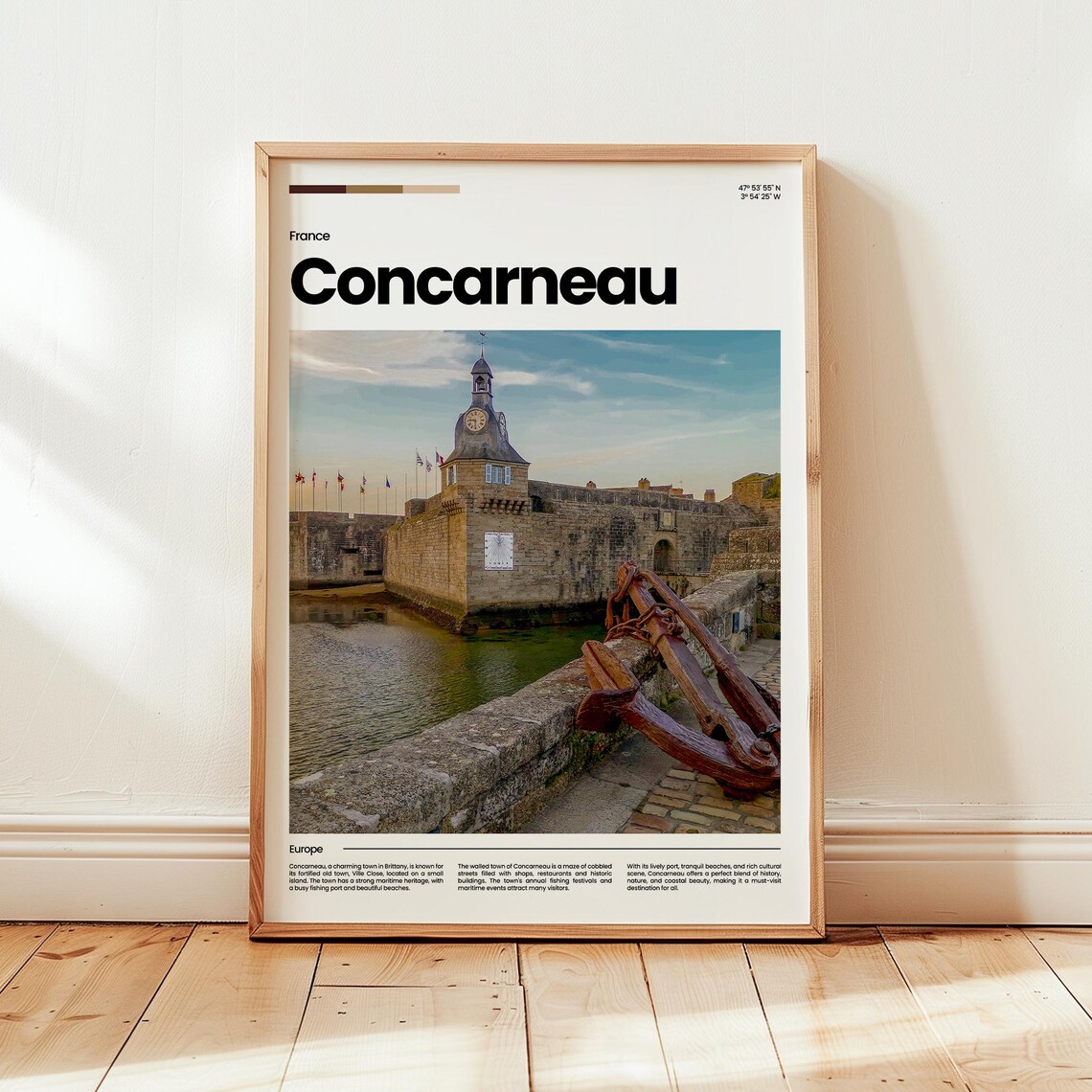 Concarneau France Travel Poster Brittany Walled Harbor Town Photo Decor