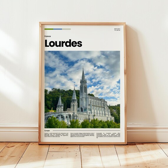 Lourdes France Sanctuary Basilica Pilgrimage Site Travel Poster