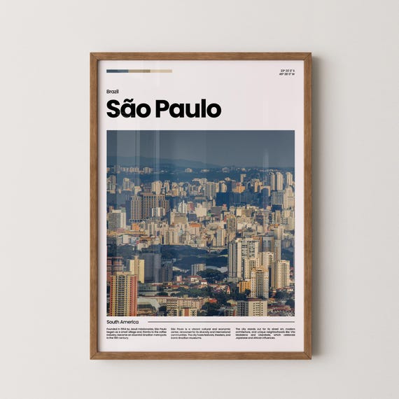 Sao Paulo Travel Poster Sao Paulo Poster Sao Paulo Photo Poster Sao Paulo Art Print South America Poster Brazil Poster Travel Gift
