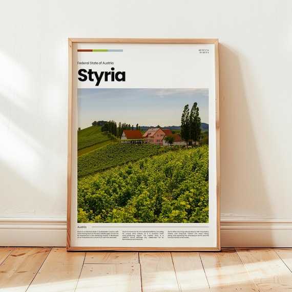 Styria Austria Rolling Vineyard Hills Farmhouse Travel Photo Poster