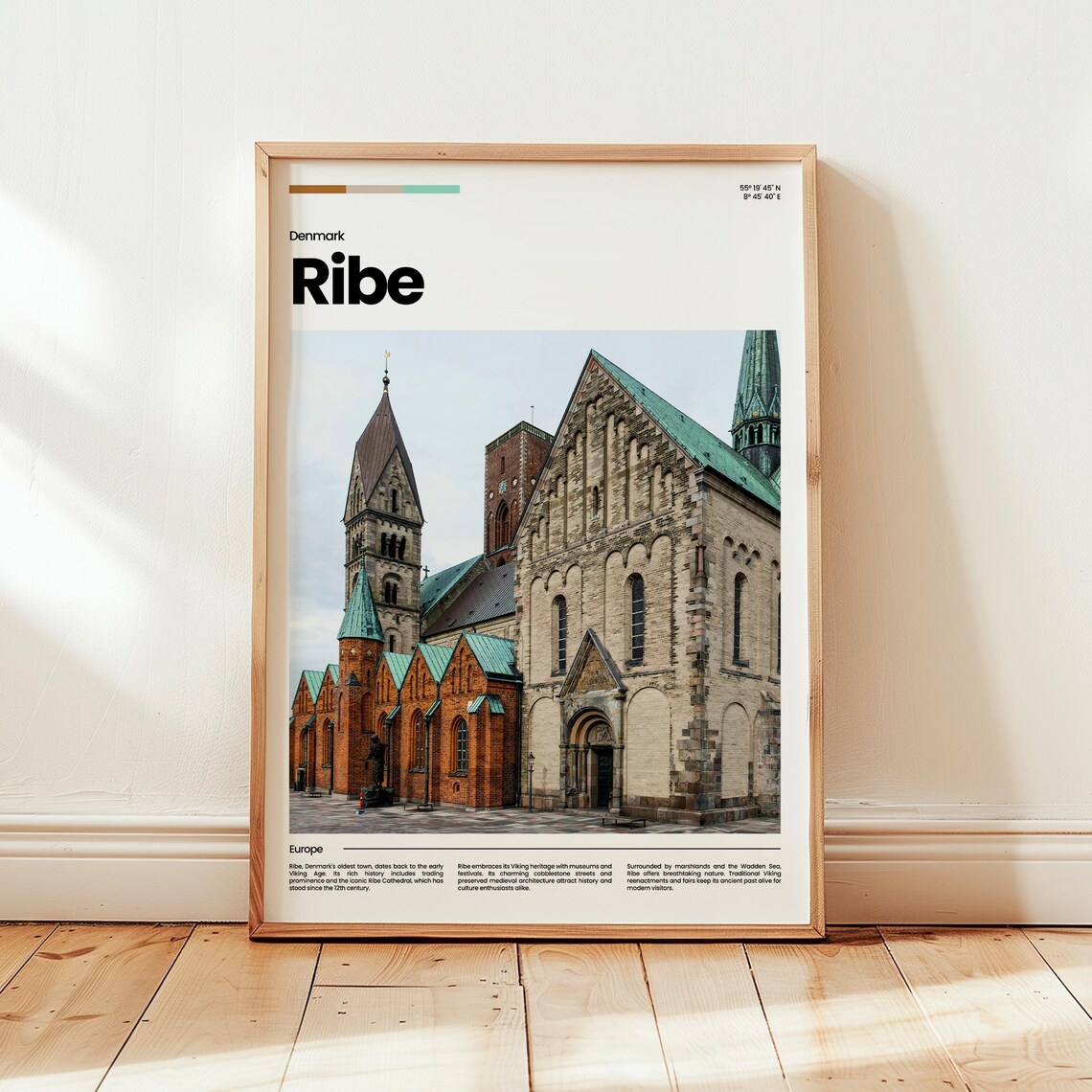 Ribe Denmark Cathedral Romanesque Church Historic Photography Travel Poster