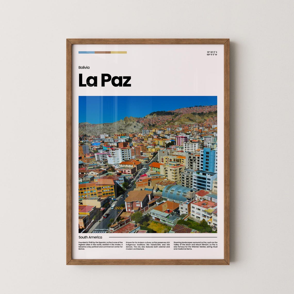 La Paz Travel Poster La Paz Poster La Paz Photo Poster La Paz Art Print South America Poster South America Travel Poster Travel Gift