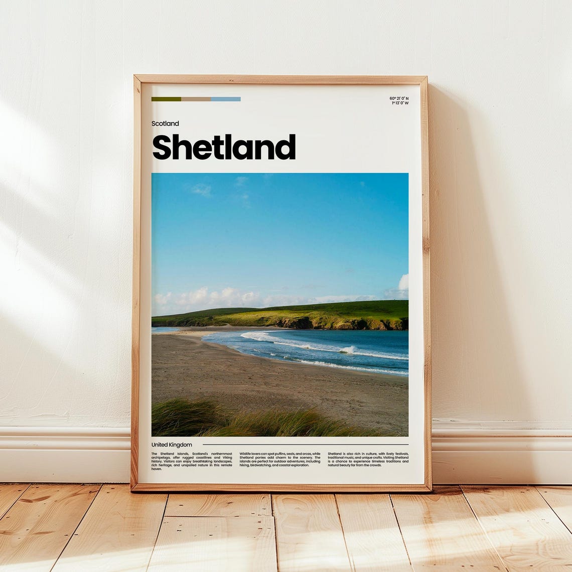 Shetland Scotland Sandy Beach Turquoise Bay Photo Travel Poster