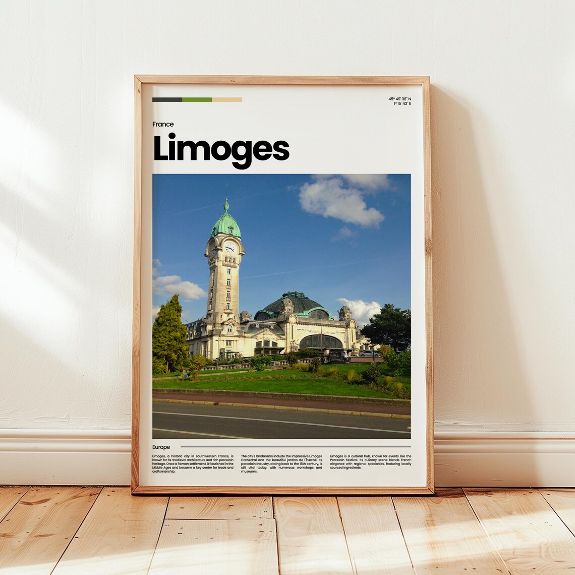 Limoges France Historic Train Station Clock Tower Travel Poster