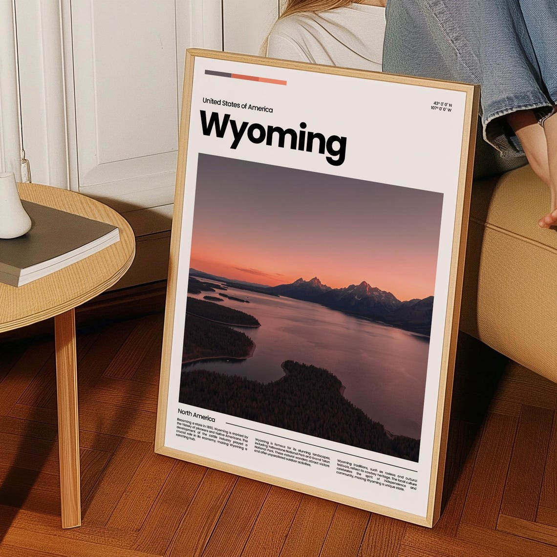 Wyoming Grand Teton Sunset Mountain Lake Reflection Scenic Poster - Image 3
