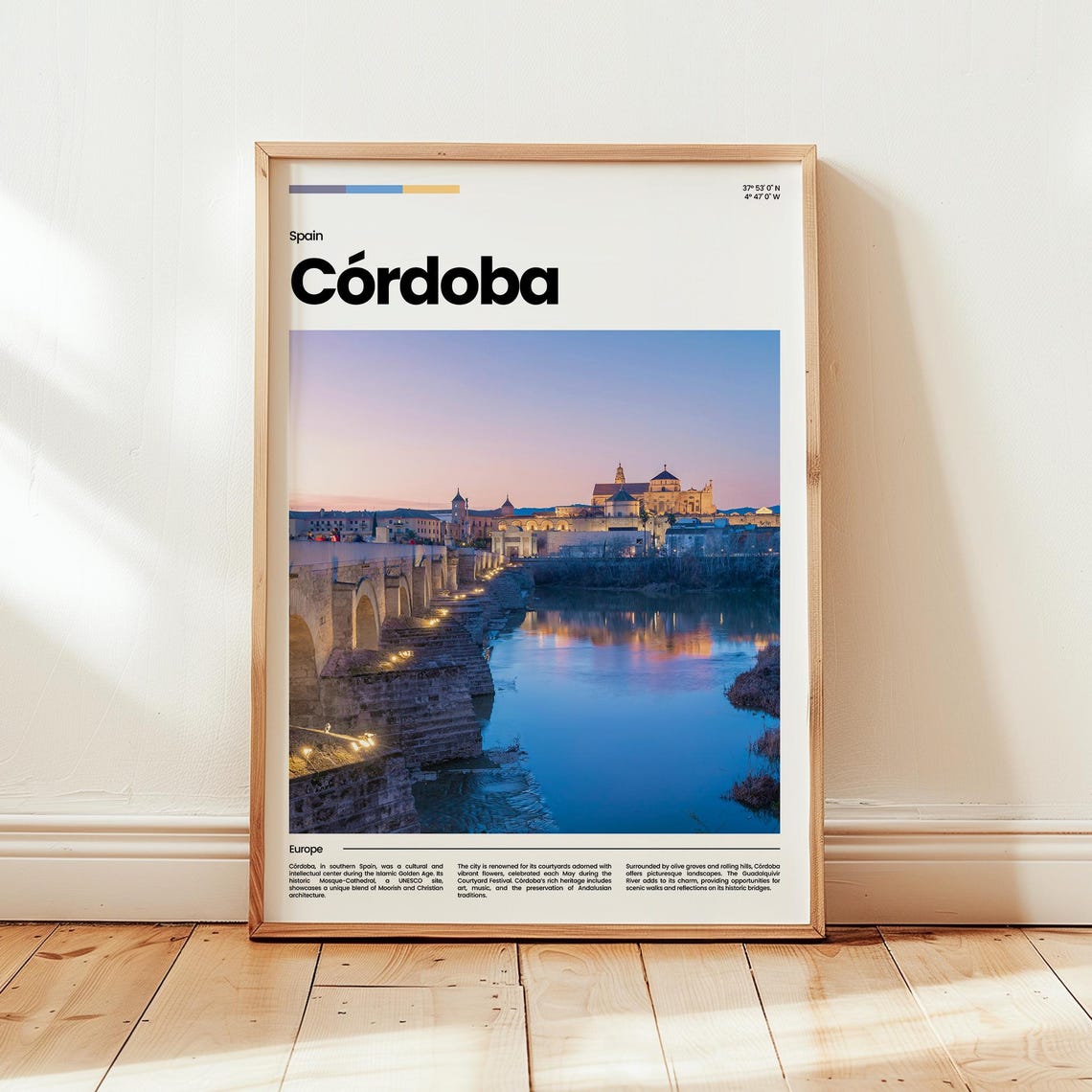 Cordoba Roman Bridge Mezquita Dusk Spain Photo Travel Poster