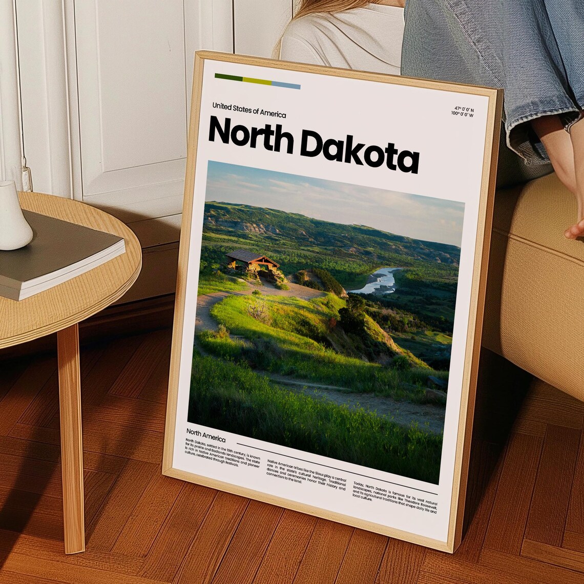 North Dakota Badlands Overlook Cabin Scenic River Valley Poster - Image 3