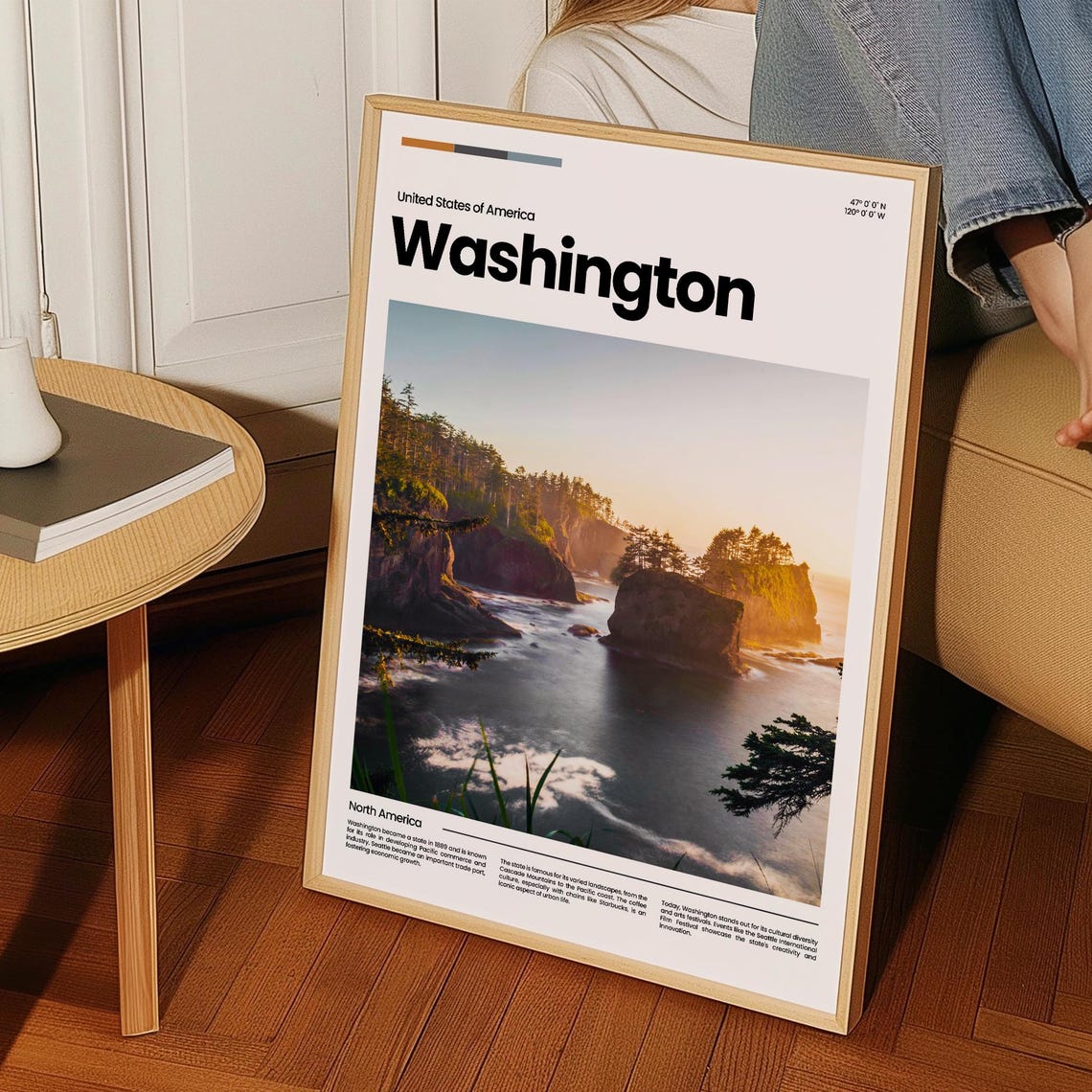 Washington Pacific Coast Sea Stacks Sunset Ocean Scenic Poster - Image 3