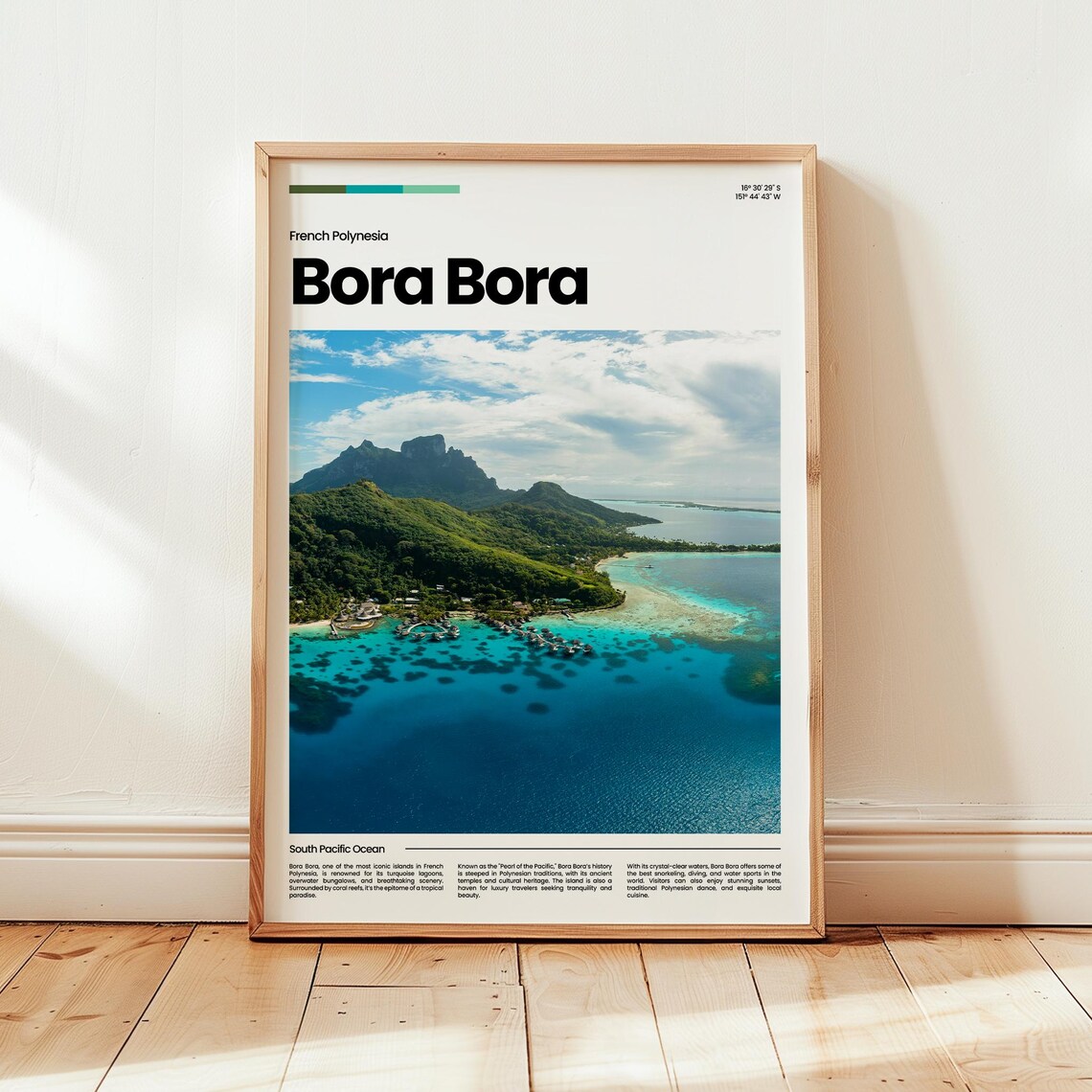 Bora Bora Aerial Overwater Bungalows Lagoon Photo Travel Poster