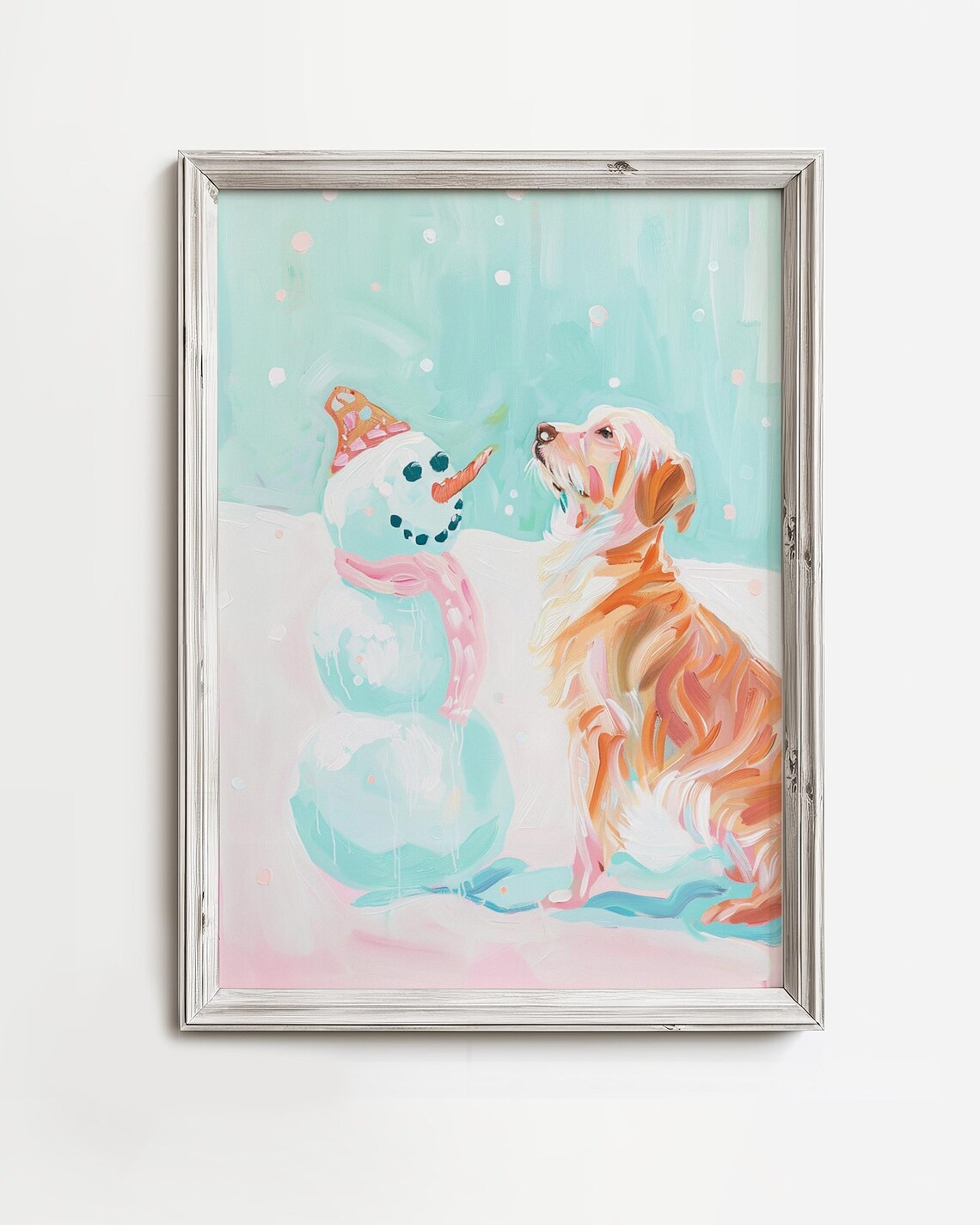 Dog Wants A Carrot Christmas Painting Art Print