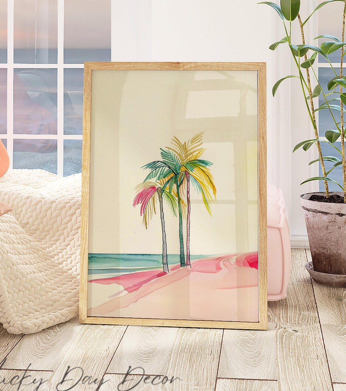 Beach Ocean Palm Coastal Colorful Art Print