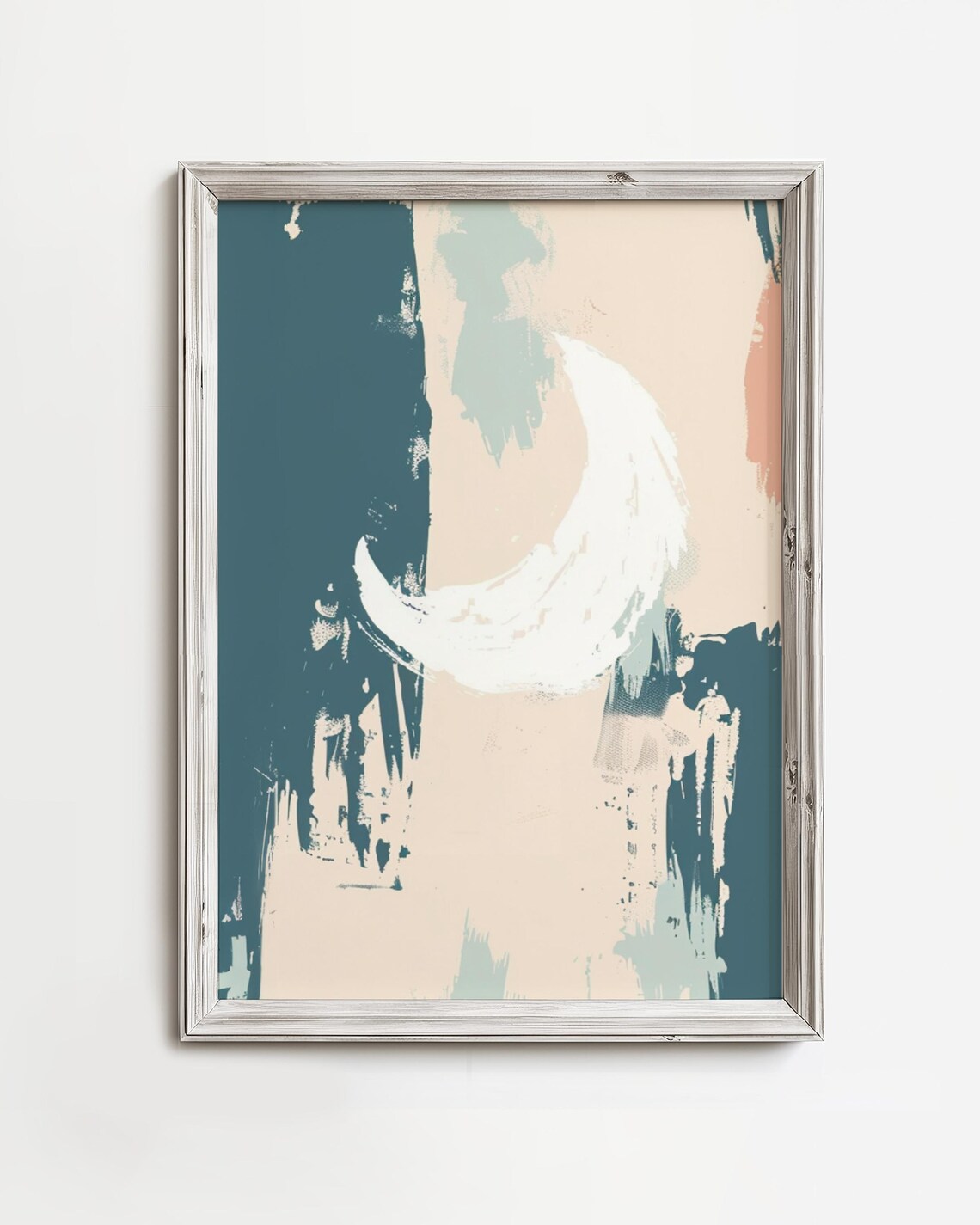 Abstract Moon Art Print, Pastel Watercolor Celestial