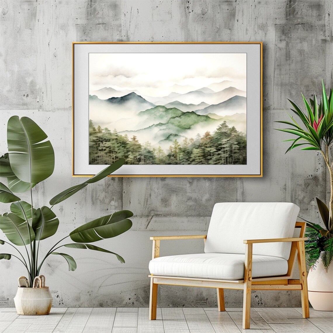 Great Smoky Mountains Misty Ridges Pine Forest Watercolor Poster - Image 2