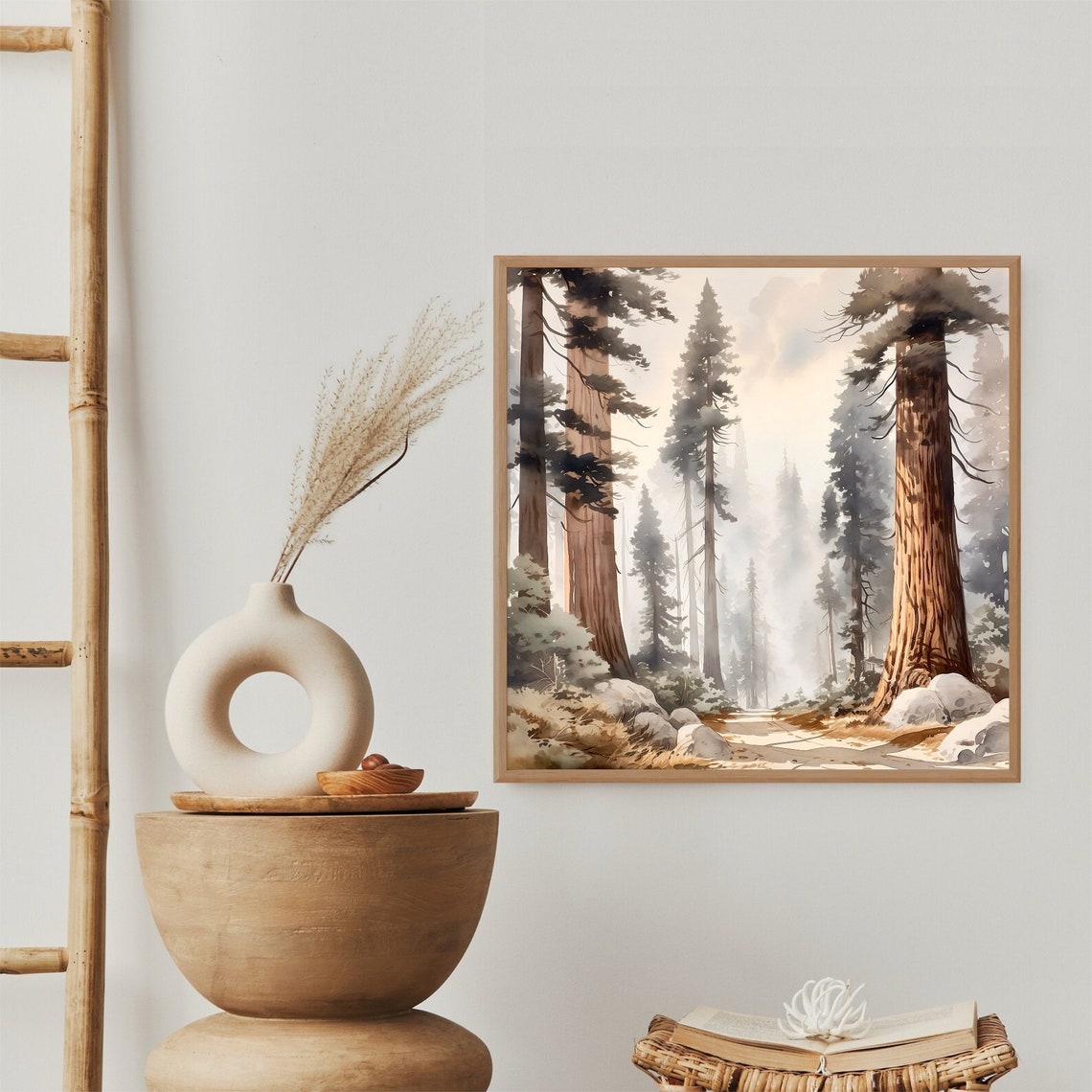 Sequoia Watercolor Painting Art Print National Park Poster Travel Watercolor National Park Sequoia California Print Living Room Art - Image 2