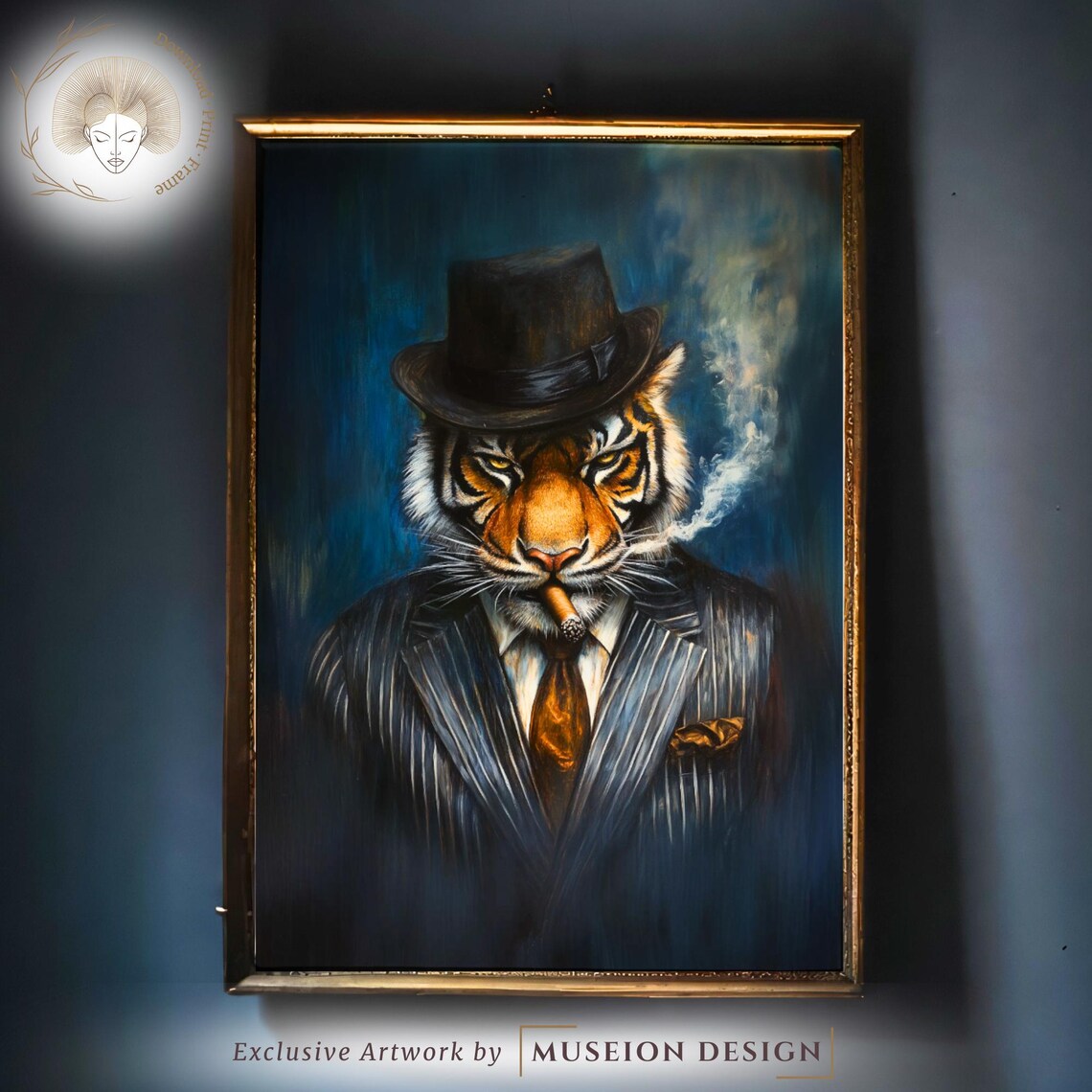 Gangster Tiger Art Print Vintage Animal Portrait