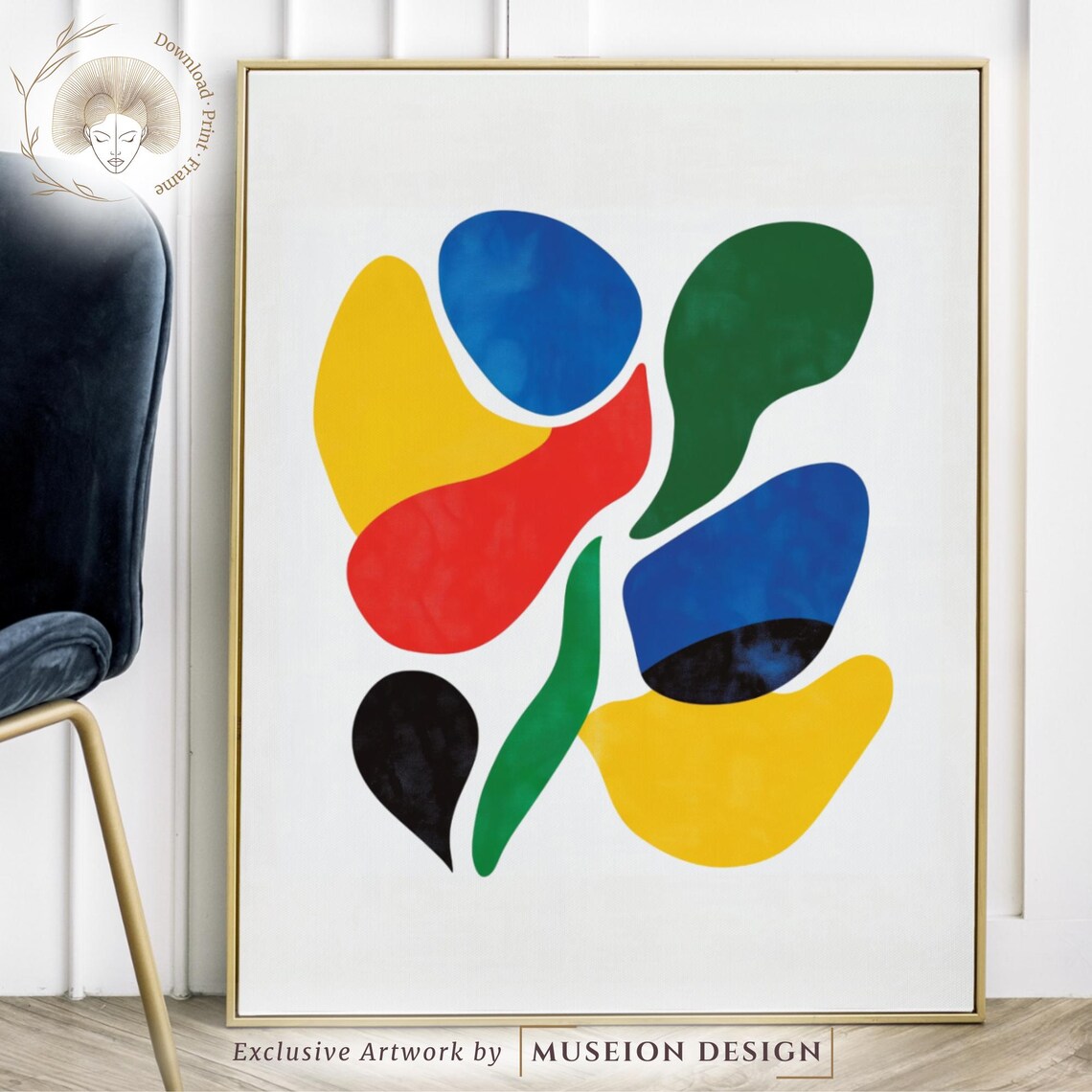 Abstract Organic Colorful Shapes Modern Mid Century Style Art Print