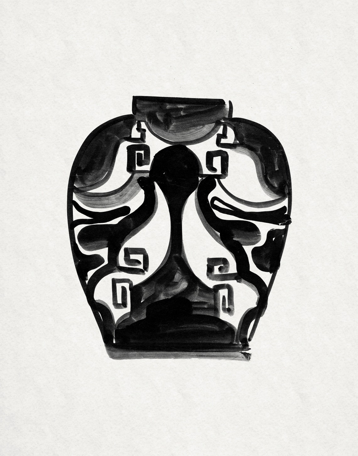 Antique Vase Ink Art Print, Minimalist Vintage - Image 3