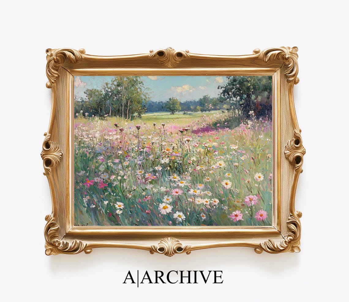 Pastel Wildflower Meadow Pink Cosmos Impressionist Art Poster - Image 4