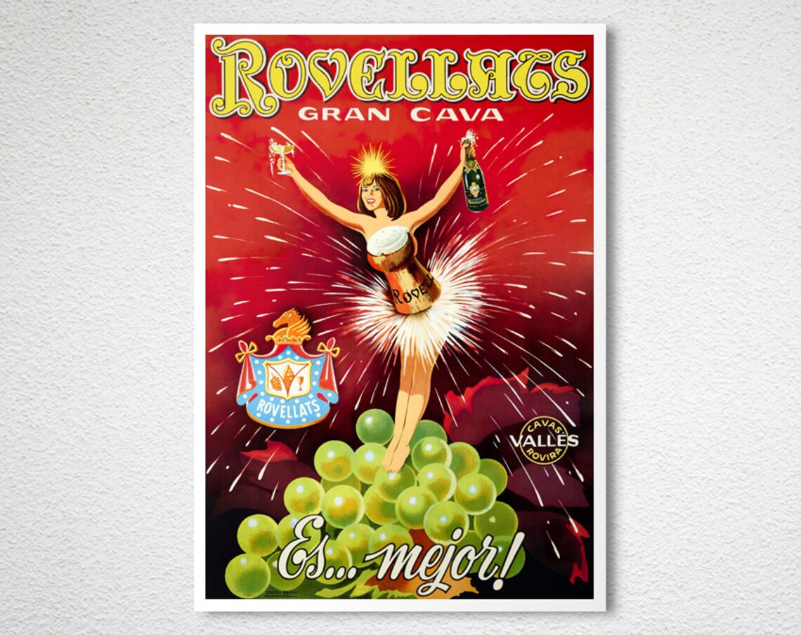 Rovellats Gran Cava Es Mejor Vintage Spanish Champagne Poster Woman - Image 2