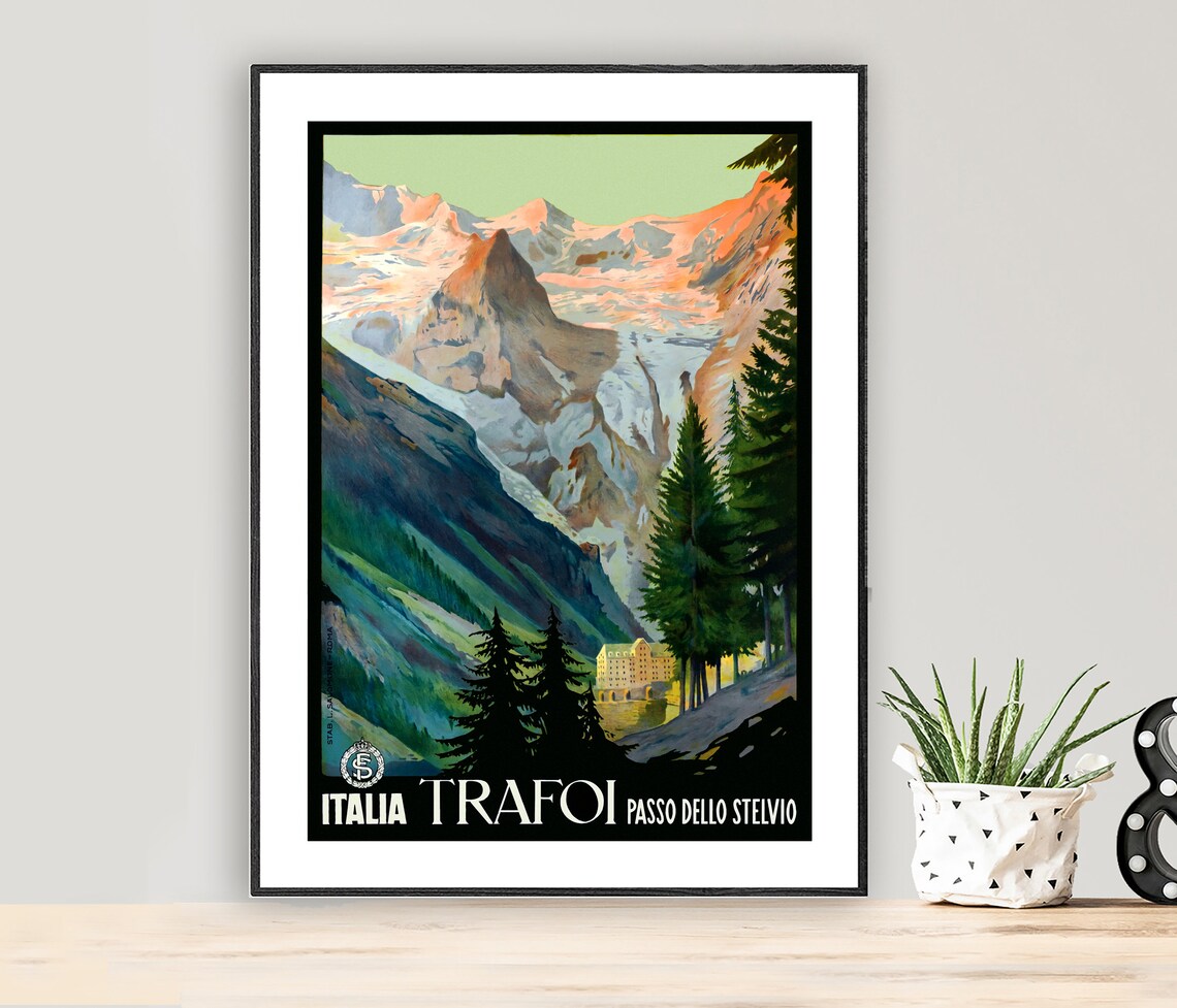 Italia Trafoi Passo Dello Stelvio Vintage Travel Poster
