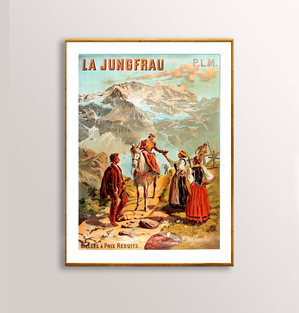 La Jungfrau Schweiz Vintage Travel Poster