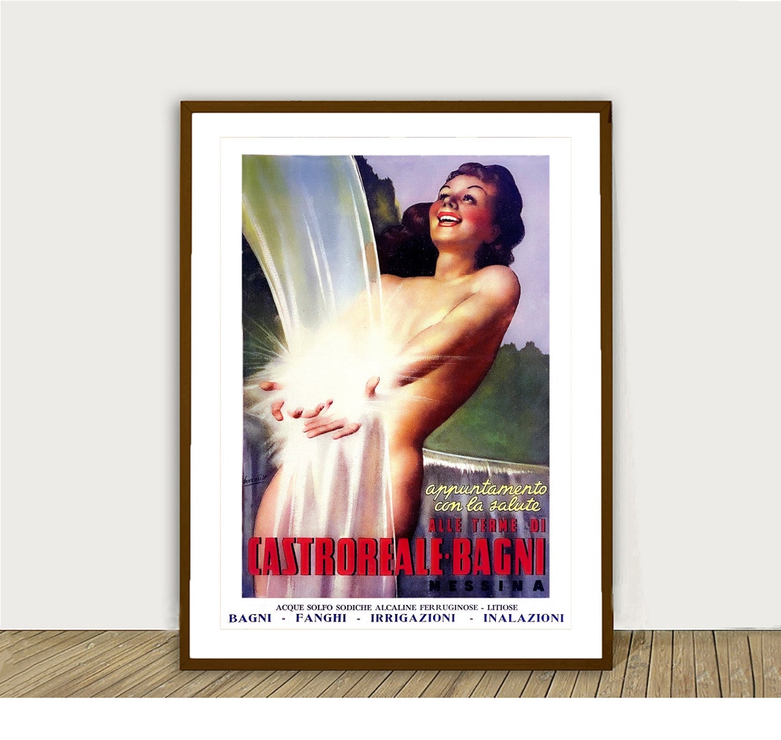 Castroreale Bagni Messina Vintage Italian Spa Thermal Baths Poster