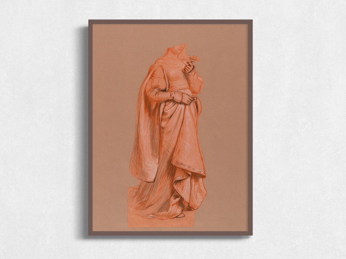 Figure Study Drawing, Vintage Art Print