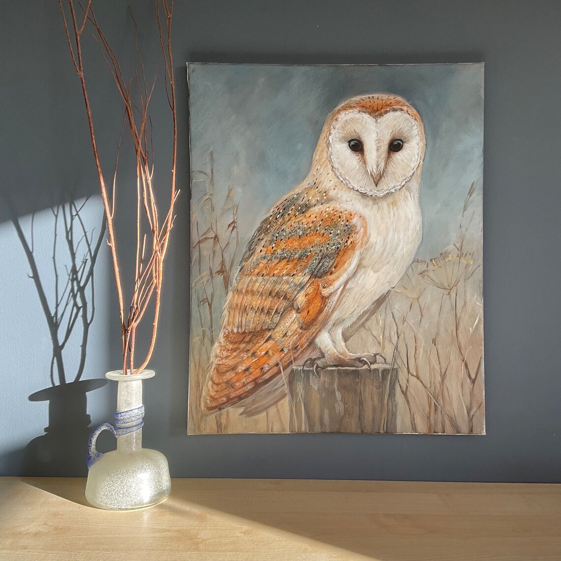 Barn Owl Portrait Art Print, Wildlife Painting
