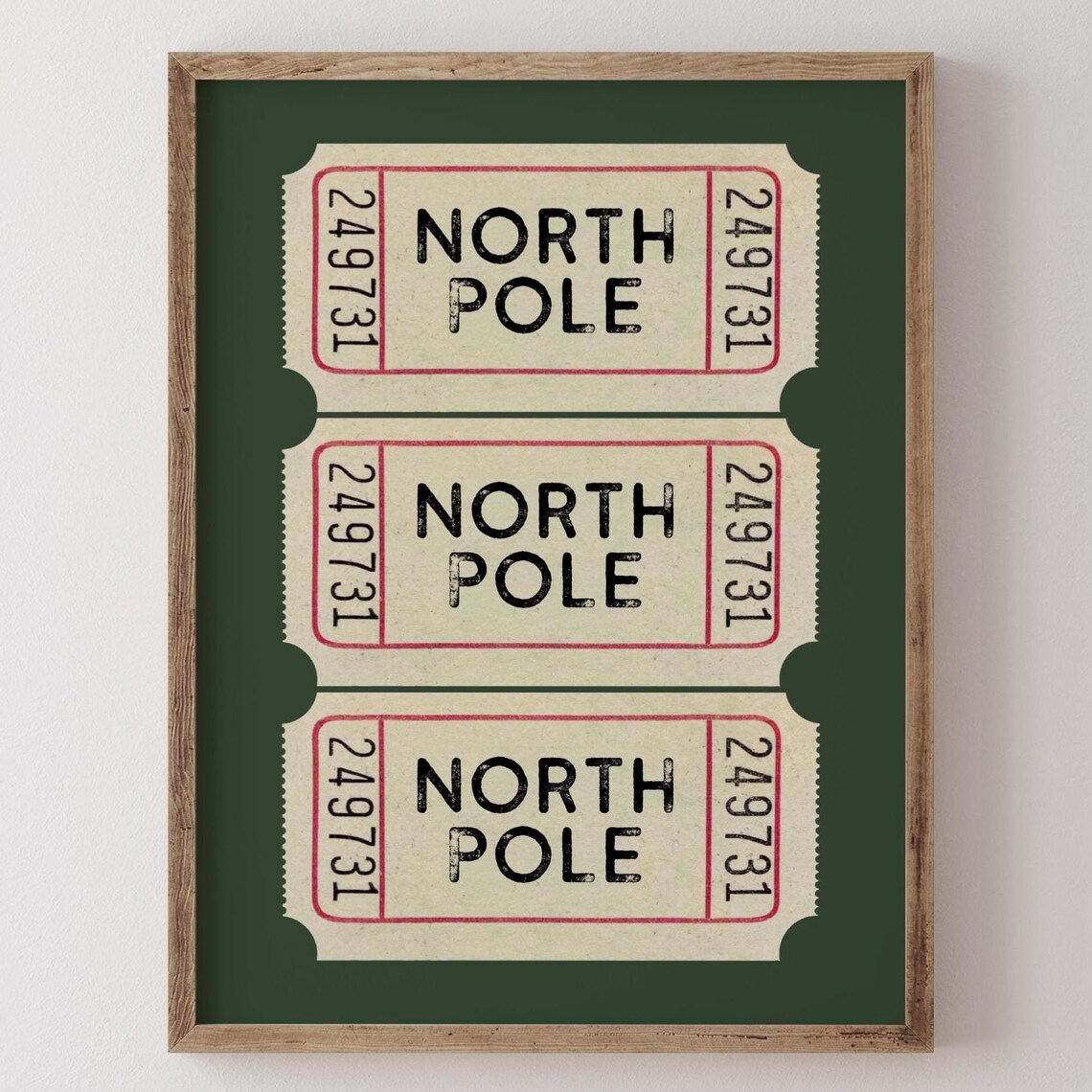 North Pole Ticket Retro Christmas Travel Poster - Image 2