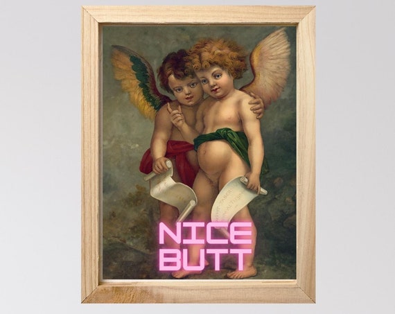 Funny Bathroom Decor Altered Art Print Humor Eclectic Wall Vintage Portrait Prank Gift Maximalist